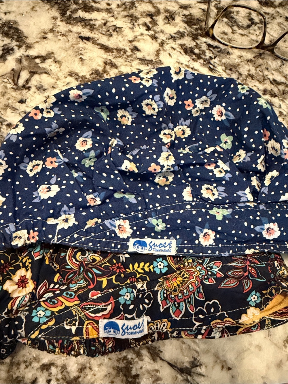 Women's Navy Floral Scrub Caps